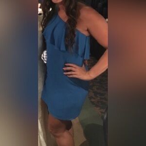 Blue one shoulder dress